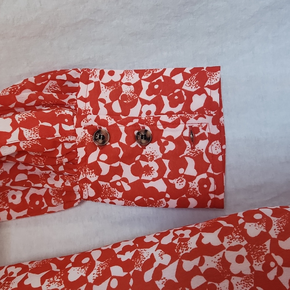 GANNI ORANGE FLORAL MIDI DRESS SZ 40 US 8 - Picture 5 of 12